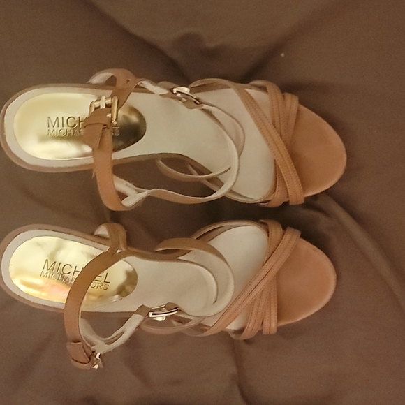 Michael Kors Shoes - Last days will be given away SIZE 7 Michael Kors Camel / Tan High Heel Sandals